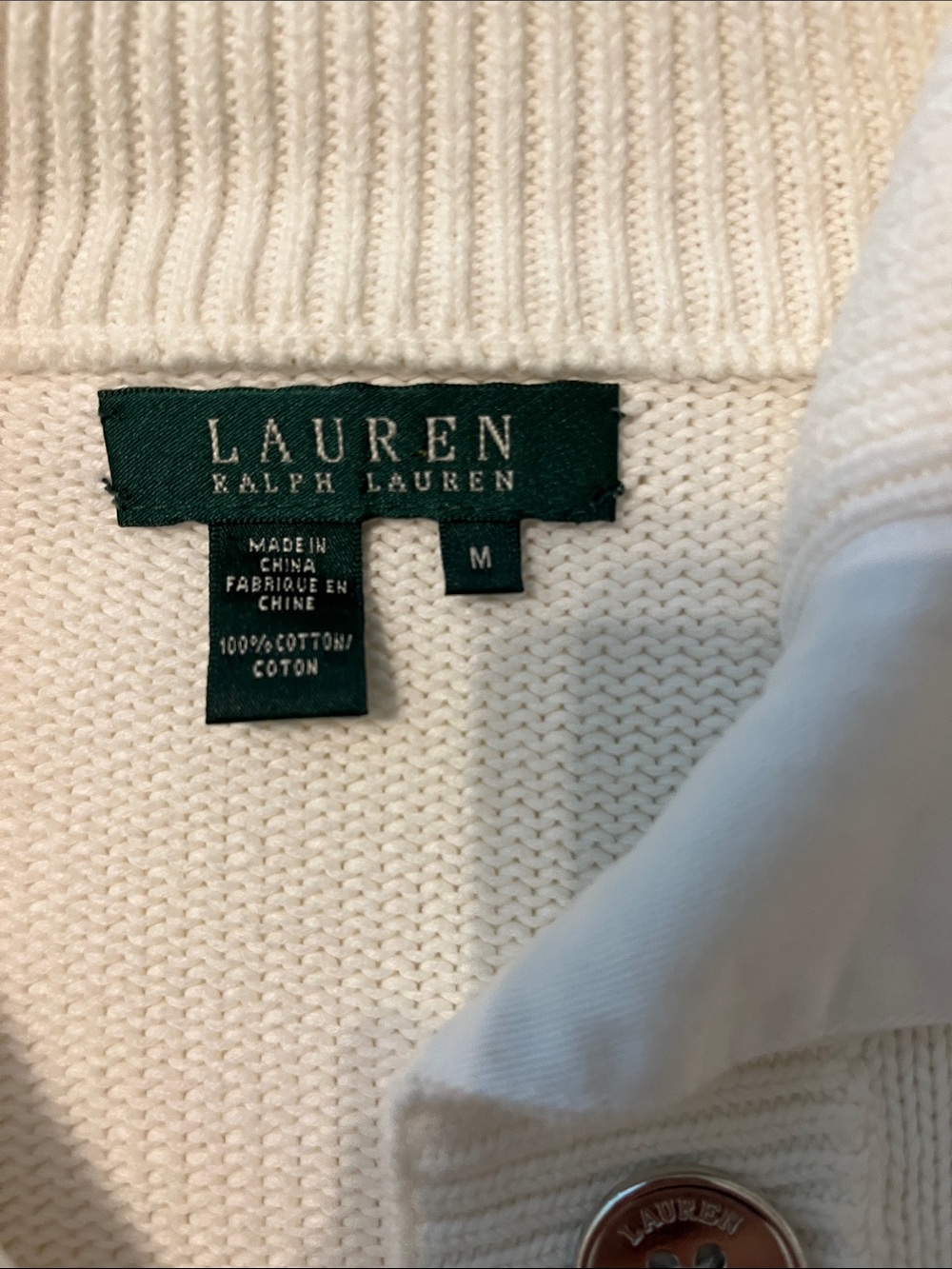 LAUREN RALPH LAUREN white cotton cardigan - Picture 3 of 9